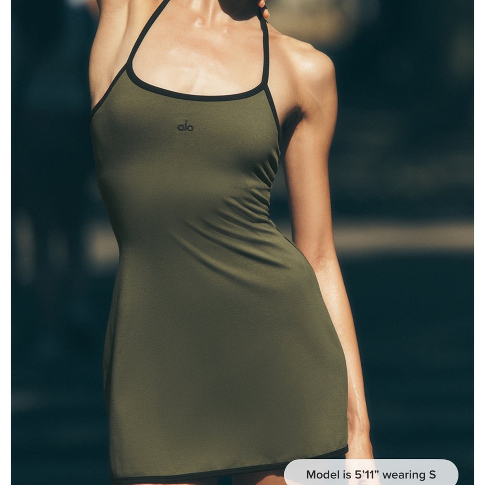 ALO Yoga Olive Green & Black Active Dress - Strappy